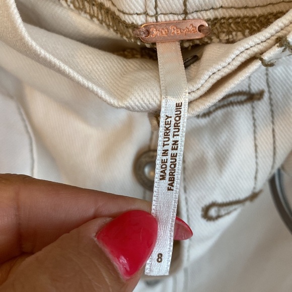 Free People Cindy Utility High Waisted Shorts Cream - Picture 5 of 7